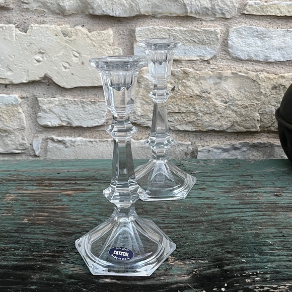 Vintage 24% lead crystal candle holders were manufactured in the USA. - Picture 2 of 4